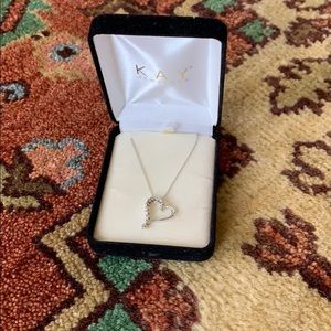 Kay Jewelers White Gold & Diamond Heart Necklace
